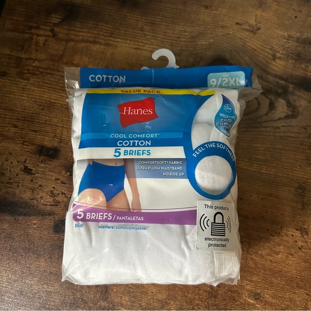 Hanes women’s cool comfort cotton briefs in white value pack size 9/2XL NEW - Picture 4 of 4